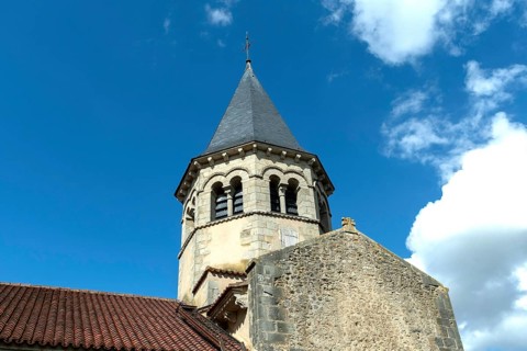 Biozat. Saint-Symphorien Romanesque Church on the road of painted churches in Bourbonnais. Allier.