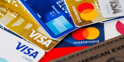 Credit cards from VISA, Mastercard and American Express in Stuttgart, Germany, Europe