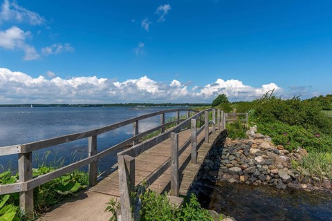 Small Noor in the nature reserve Holnis peninsula, NSG, German, Danish border area, wooden bridge
