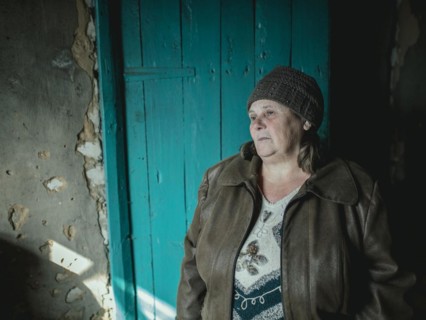 Larisa in her house in Borshchivka. The village was under Russian occupation. She hid with her