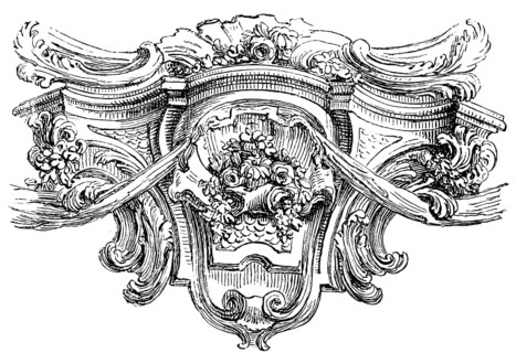 Baroque cartouche, sandstone element, structuring, floral ornamentation, jewellery, architecture,