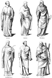 Portraits of the apostles Peter, Paul, Matthew, Bartolomeo, Simon Zelotes, Andrew, Bible, New