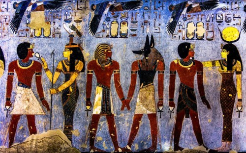 Reproductions from the tomb of Ramses II's father, Seti I, from the exhibition: Ramses the Great