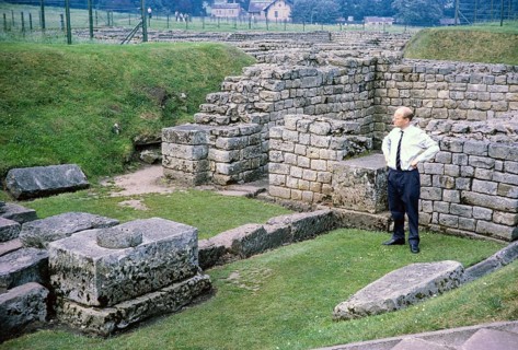 Visit by the Archaeological Society to Hadrian's Wall, Northumberland, England, UK Dr Brian Dobson