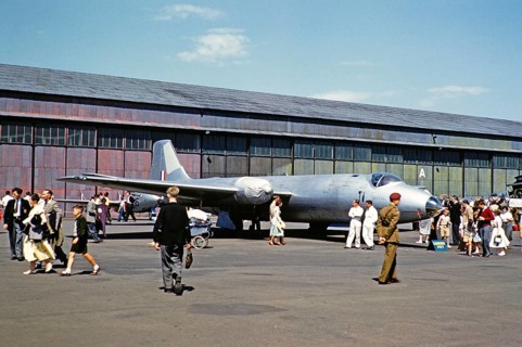 English Electric Canberra PR7 plane at military airshow, England, UK 1950-1955