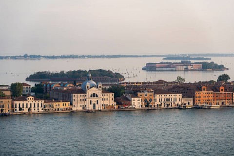Guidecca Island with Le Zitelle Church or Chiesa di Santa Maria della Presentazione in the evening