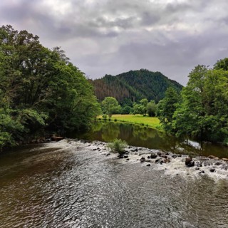 The River Our, Gemünd an der Our, border river between Germany and Luxembourg, Southern Eifel