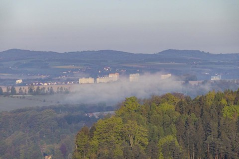 Sunrise in Saxon Switzerland, Rathen, Saxony, Germany, Europe