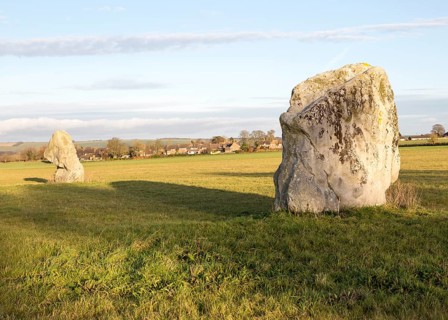 Adam and Eve standing stones, Longstone Cove, Beckhampton Avenue, Avebury, Wiltshire, England, UK