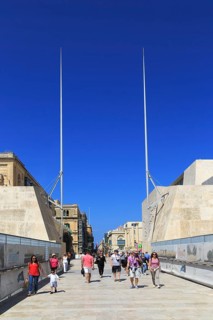 City Gate designed by Renzo Piano, 25m high metal blades, Valletta, Malta, Europe
