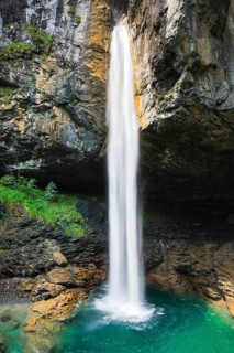 Waterfall on the Klausen Pass, Glarus, Switzerland, Europe