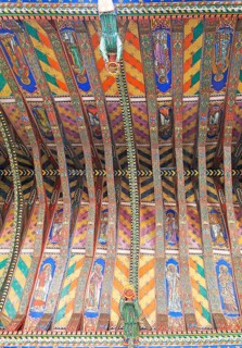 Painted ceiling by Mildred Holland 1863-66, Huntingfield church, Suffolk, England, UK