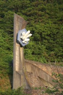 Sculpture mineral, gemstone symbolising gemstone city, rock crystal, Altenberg tunnel,