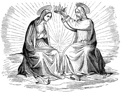 Coronation of the Blessed Virgin Mary, artist Fiesole, Middle Ages, sky, bright rays of light,