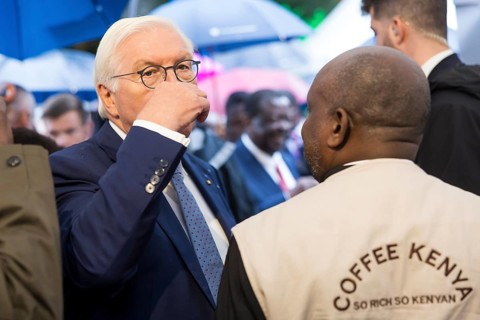 Frank-Walter Steinmeier (President of the Federal Republic of Germany) tasting coffee from Coffee
