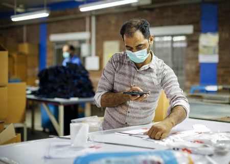 Employees of Inter Market Knit Private Limited producing socks. Lahore, 22.08.2024. Photographed on