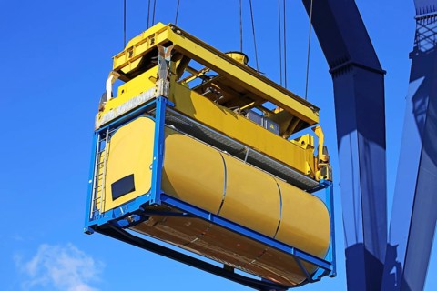 Close-up of the shipping of a container