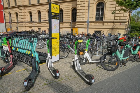 Jelbi mobility station at the main railway station, Mitte, Berlin, Germany, Europe