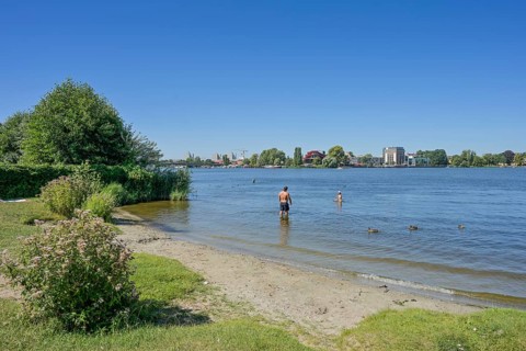 Bathing area next to the Stadtbad Park Babelsberg, Tiefer See, Havel, Potsdam, Brandenburg,
