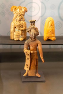 Male model in ritual stance, from Jaina, Late Classical period, Mayan archaeological museum, Fort