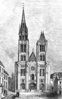 Basilique Cathédrale Saint-Denis, Gothic basilica Saint-Denis, France, historical illustration