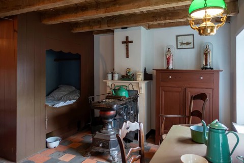 Interior of fisherman's house in the NAVIGO Visserijmuseum, fishery museum at Oostduinkerke,