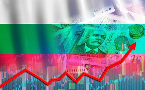 Bulgaria economy growth on financial graph. Bulgarian financial growth, economic recovery
