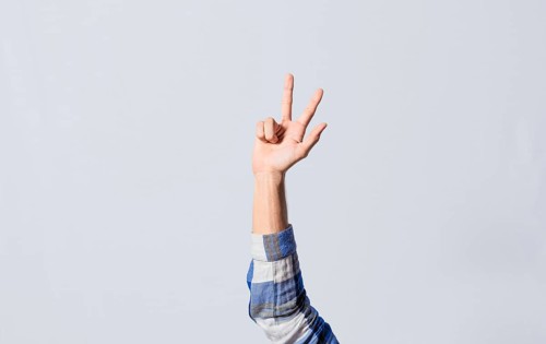 Number THREE in sign language. Fingers counting the number THREE in sign language, Fingers of