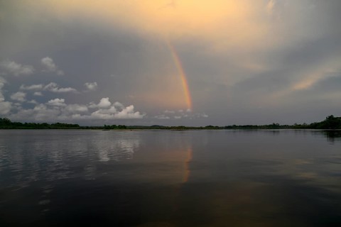 Rainbow over the Iguéla Lagoon, Loango National Park, Parc National de Loango, Ogooué-Maritime