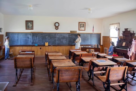 Holdrege, Nebraska - The Snowball School at the Nebraska Prairie Museum. The school was built