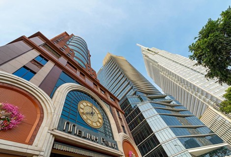 Low-angle view of Melinh Point, Hilton Saigon and Vietcombank Tower buildings, Ho Chi Minh City,