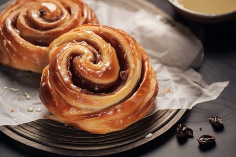 Raisin snail pastry. KI generiert, generiert, AI generated