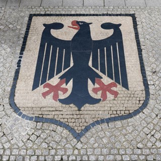 Federal Eagle mosaic, Magdeburg, Saxony Anhalt, Germany, Europe
