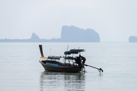 Longtail boat at Koh Mook Island, Andaman Sea, Satun Province, Southern Thailand, Thailand, Asia