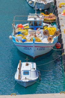 Fishing boats, Livadia, Tilos Island, Dodecanese Islands, Greece, Europe