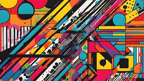 Pop art styled music album illustration featuring abstract crayon patterns and erratic lines in