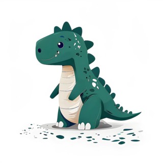 Simple cartoon dinosaur with a white background, abstract illustration, AI generated
