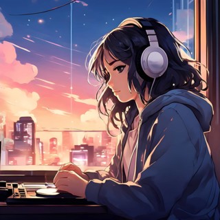 Anime style portrait of a girl with large headphones engulfing her ears, AI generated