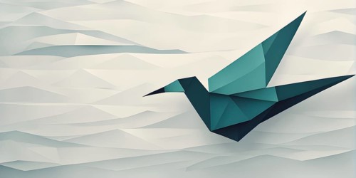 Abstract origami bird wallpaper illustration, AI generated