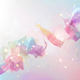 Abstract polygons shifting and rotating seamlessly, connected by glowing lines representing AI