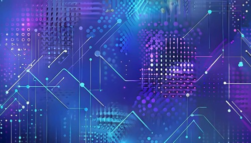 Artificial intelligence, lines, dots and pattern, vibrant blue and purple hues, abstract wallpaper