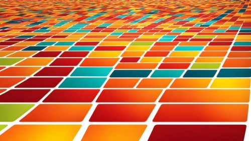 Illustration of a flat background with yellow red and orange squares, AI generated, animation
