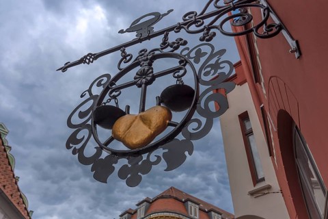 Nose sign of a pharmacy, Wismar, Mecklenburg-Vorpommern, Germany, Europe