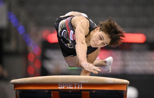 Timo Eder GER vault, gymnastics, artistic gymnastics, gymnast, men, EnBW DTB-Pokal, Porsche-Arena,