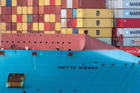 Container, container ship Mette Maersk, Maersk Line, harbour, Gothenburg, Sweden, Europahiff,
