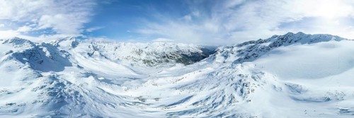 Aerial view, Snow-covered mountain landscape with Cevedale, Ortler group, Trento, Italy, Europe