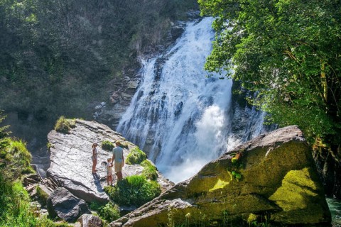Waterfall of the Gasteiner Ache in the centre, Bad Gastein, Gastein Valley, Hohe Tauern, Pongau,
