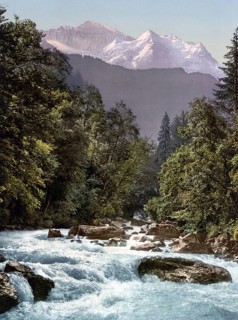 Jungfrau und Lütschine, Bernese Oberland, Switzerland, Historic, digitally restored reproduction