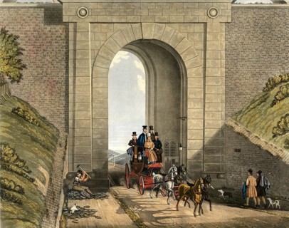 Carriage travelling through Highgate Tunnel, 1831, London, England, Historic, digitally restored