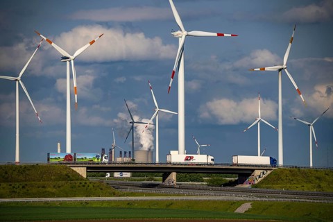 RWE Windpark Jüchen A44n, Garzweiler wind farm, at the Garzweiler opencast lignite mine, on the A44